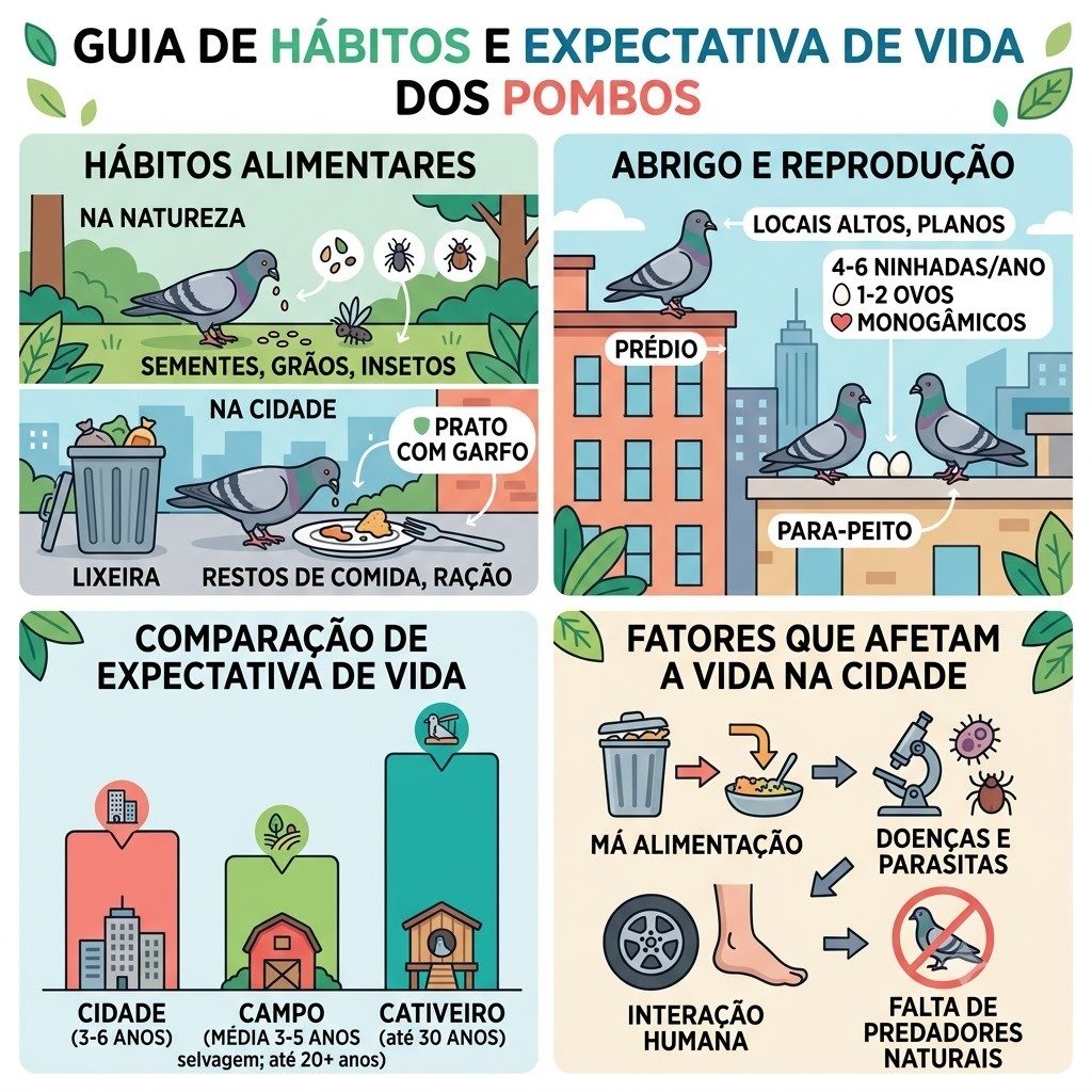 Hábitos e quanto tempo vivem os pombos em Botucatu