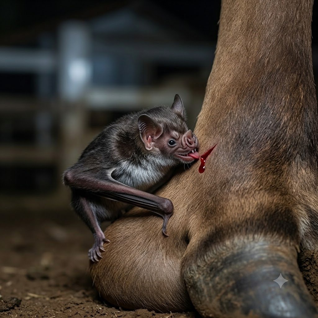 Morcegos chupam sangue de humanos em Botucatu - Morcego hematófago alimentando-se