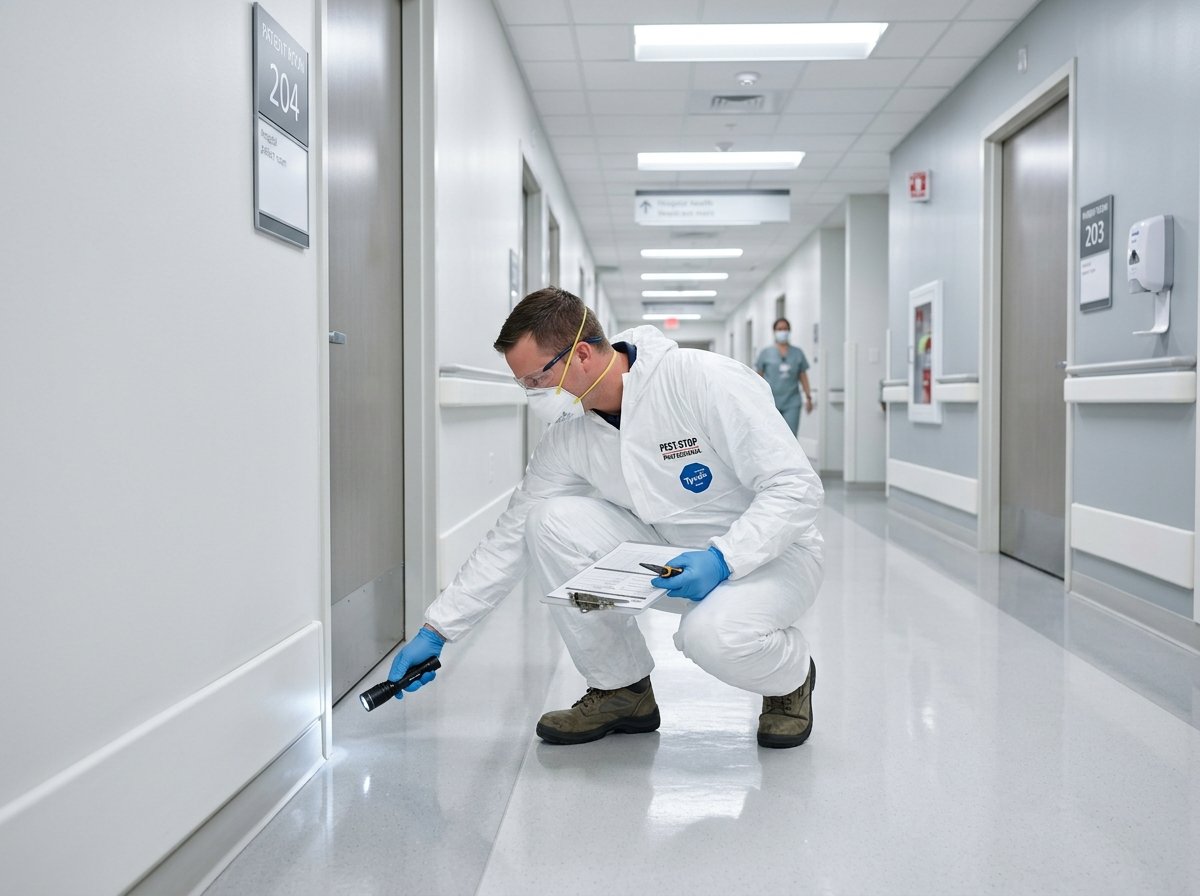 Técnico em traje de biossegurança realizando inspeção técnica em hospital em Botucatu - Casa Livre