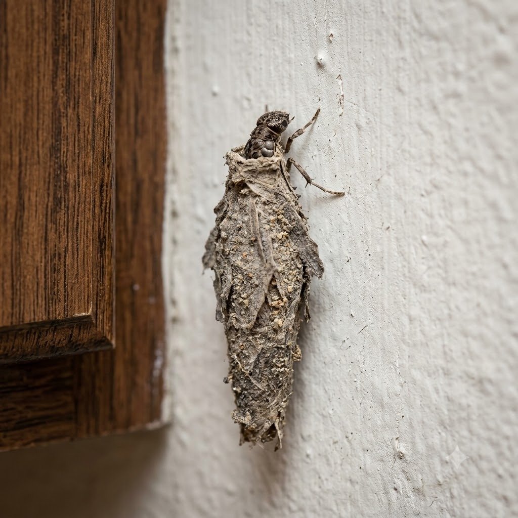 Traça é inseto em Botucatu - Foto macro de larva de traça em casulo de seda